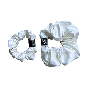 Set Elastice de Par din Matase Naturala 22 momme, M+L Ivory, Calitate Premium - Matasia®